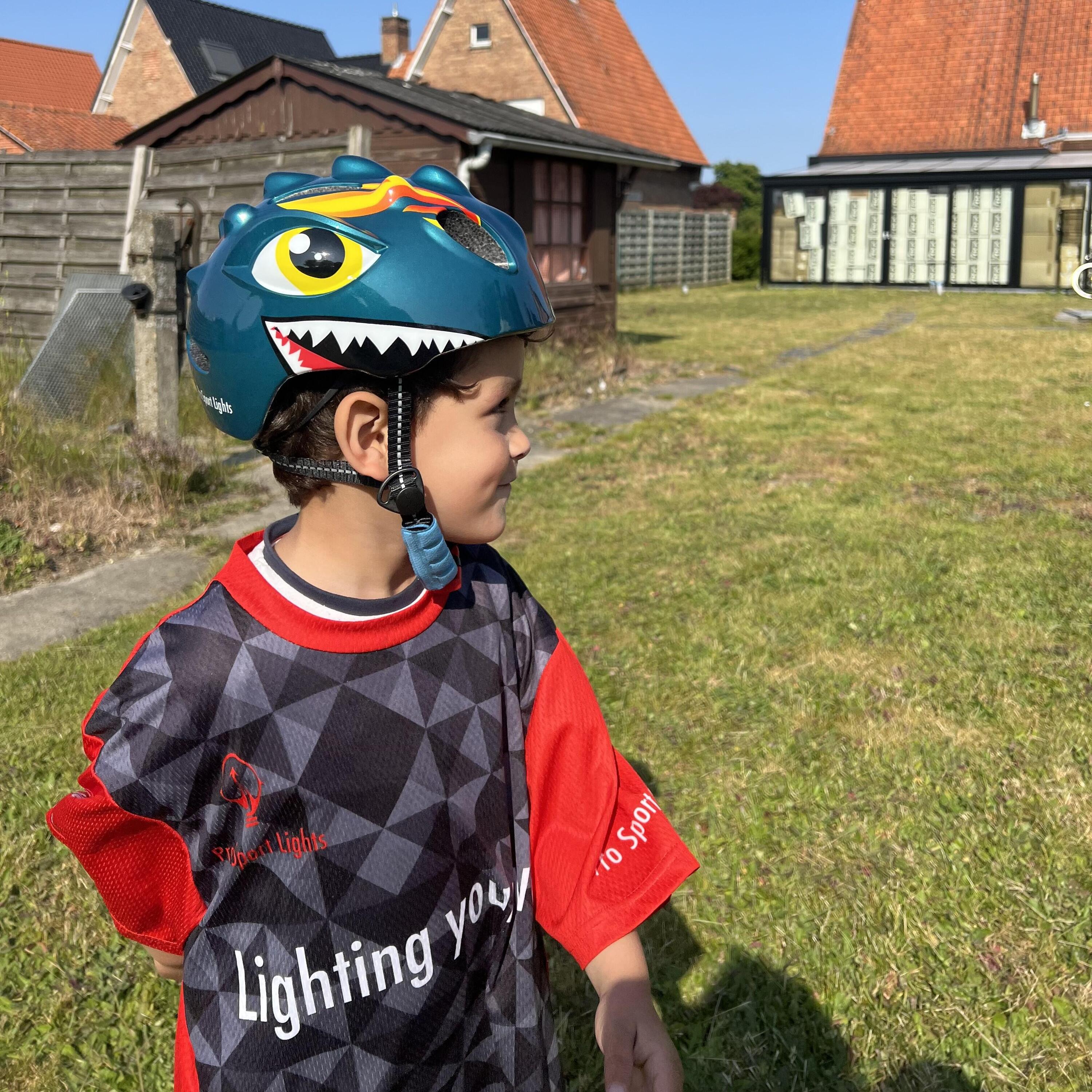 Kinderhelm Fiets Jongens Groen - Dino Extra Small 46-51cm 7/8