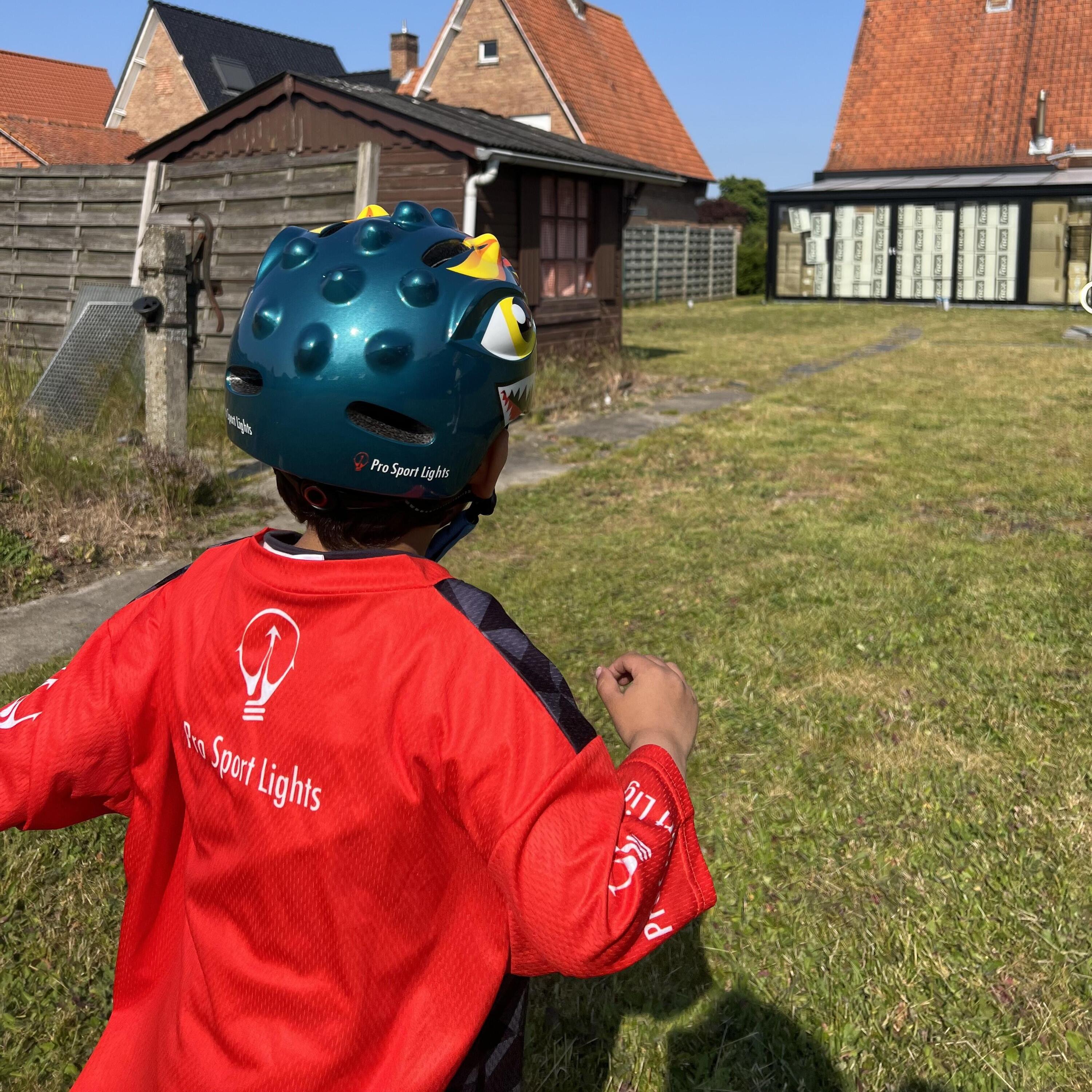 Kinderhelm Fiets Jongens Groen - Dino Extra Small 46-51cm 6/8