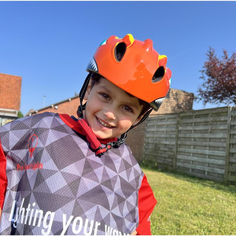 Casque vélo enfants - Casque enfant Dino XS orange/rouge