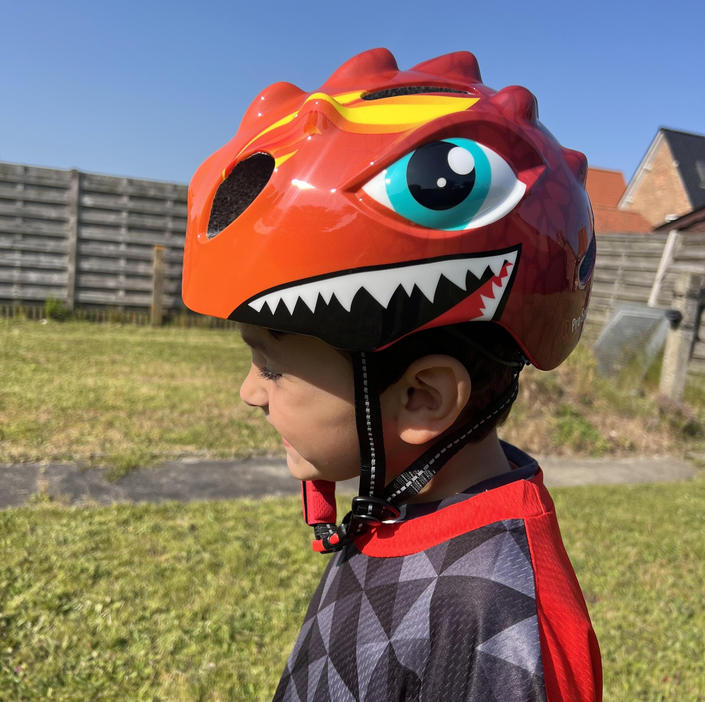 Casco da bicicletta per bambini Junior Dino - XS 46-51 cm - Arancione 6/7