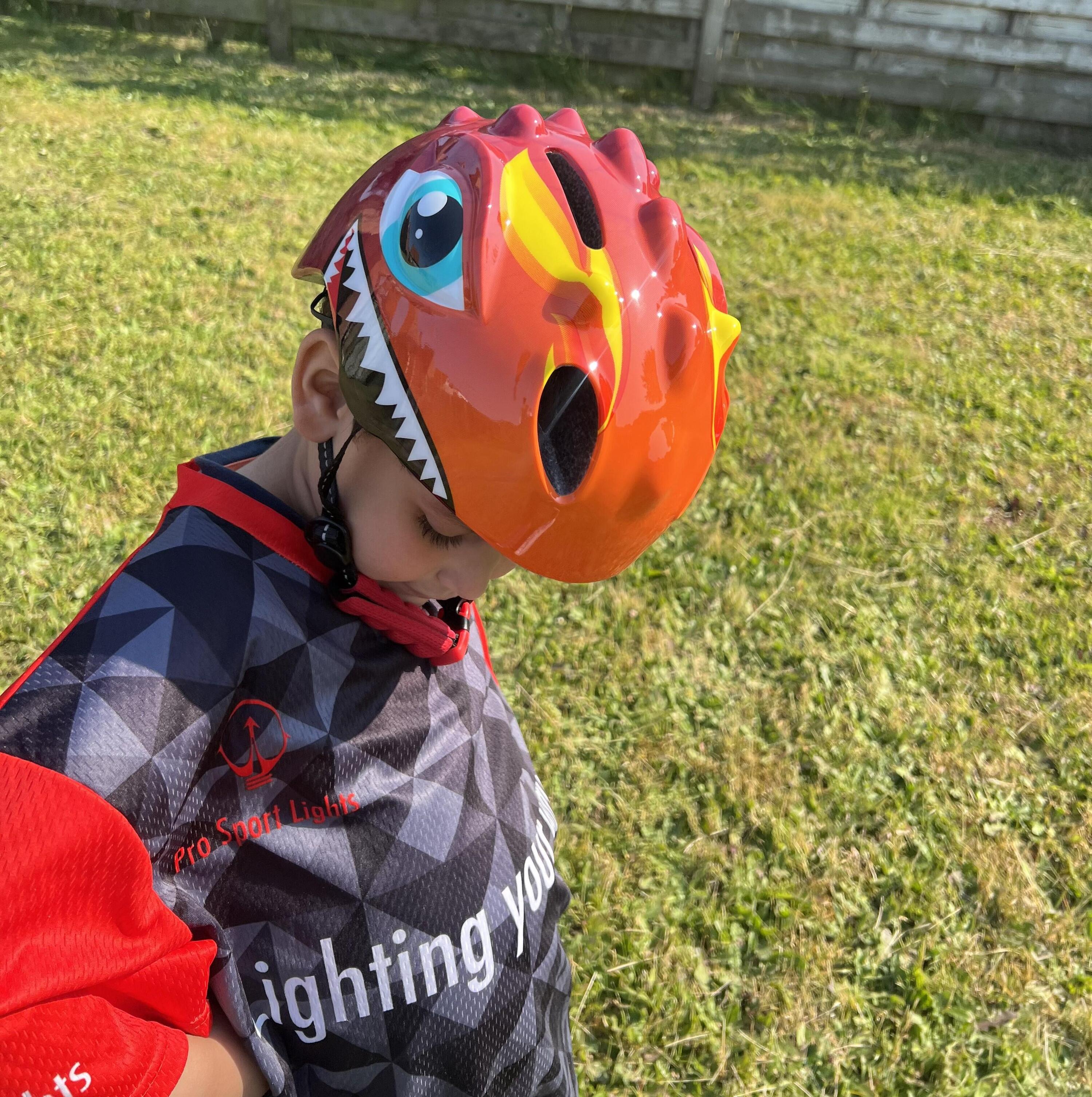 Casco da bicicletta per bambini Junior Dino - XS 46-51 cm - Arancione 7/7
