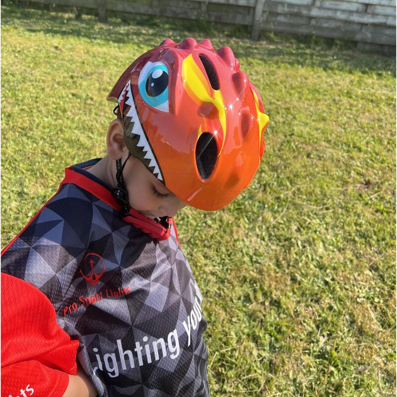 Casque vélo enfants - Casque enfant Dino XS orange/rouge