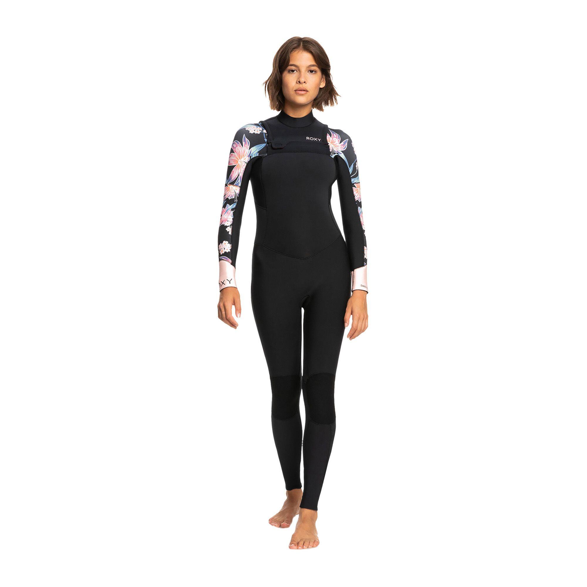 Photos - Wetsuit Roxy Swell Series 3/2mm Chest Zip Gbs  - Anthracite Paradise 