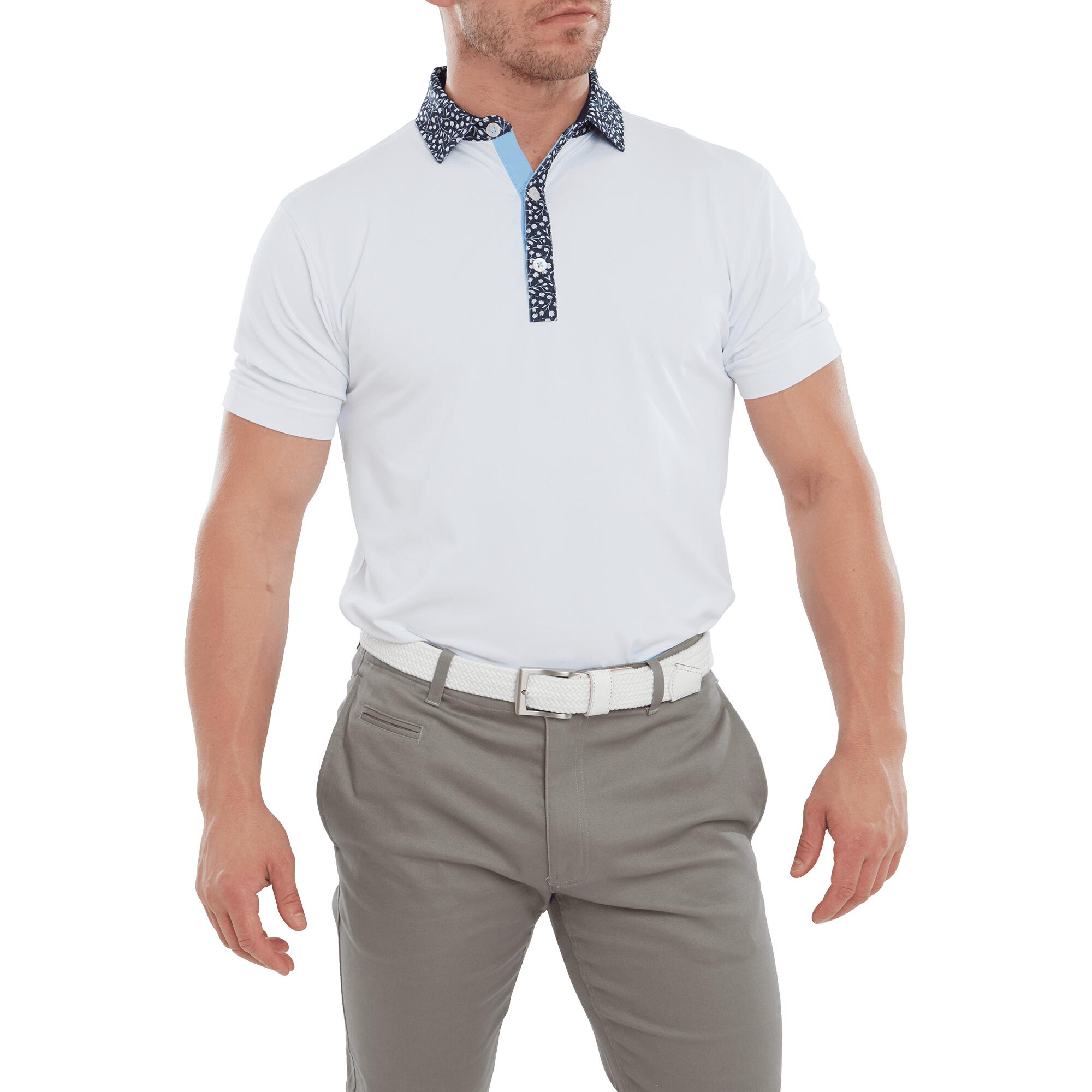 FOOTJOY Footjoy Tossed Tulip Trim Polo White/Avy