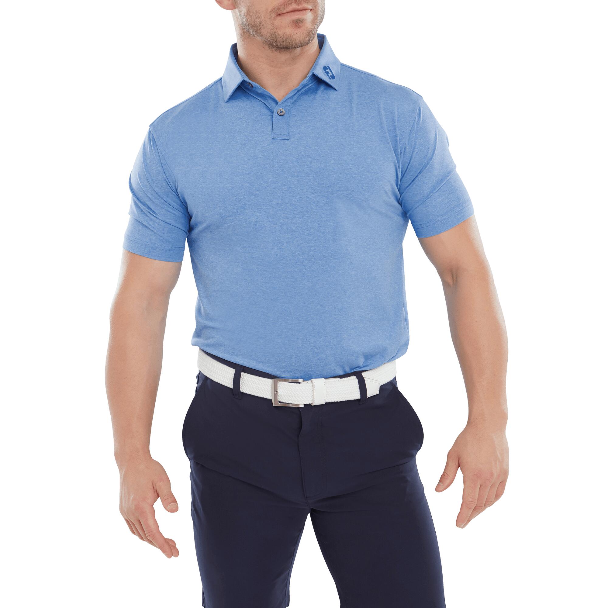 Footjoy Heather Self Collar Polo - Cobalt 1/4