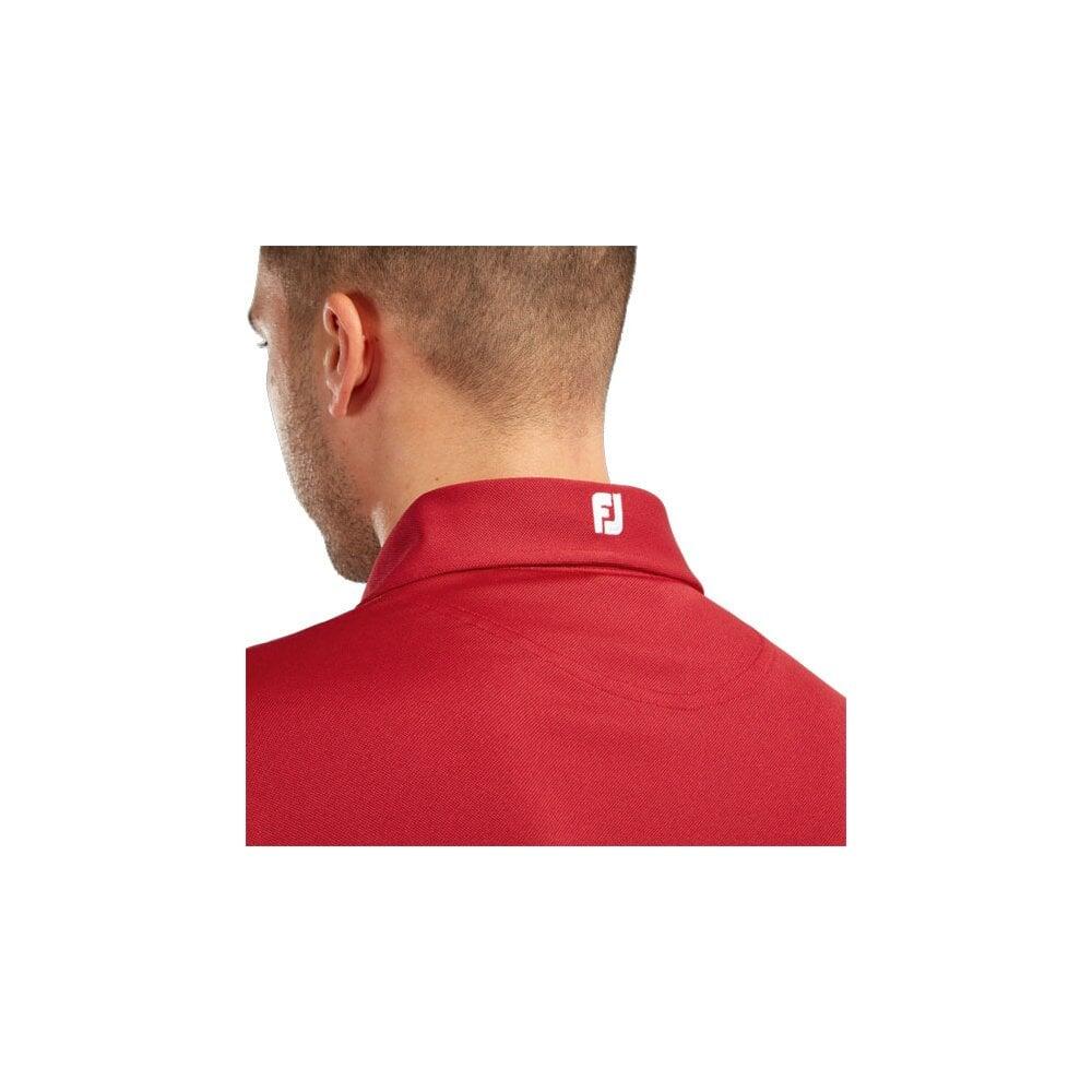 Polo da golf da uomo Footjoy Stretch Pique tinta unita rossa 2/4