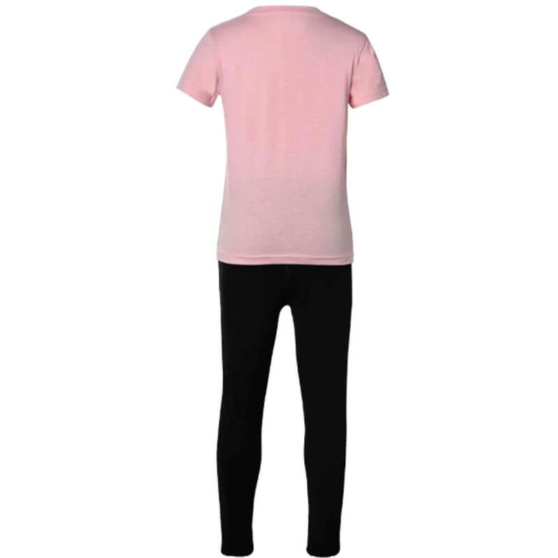 Camiseta deportiva Kappa Grisso + legging para niña. Rosa/negro.