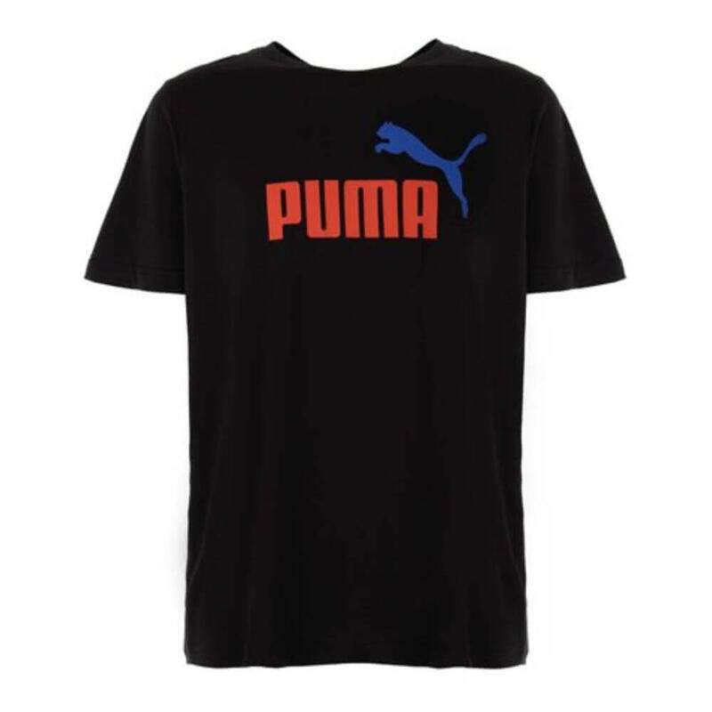 Camiseta PUMA ESS+ 2 Col Logo en Algodón Fitness Hombre. Negro.