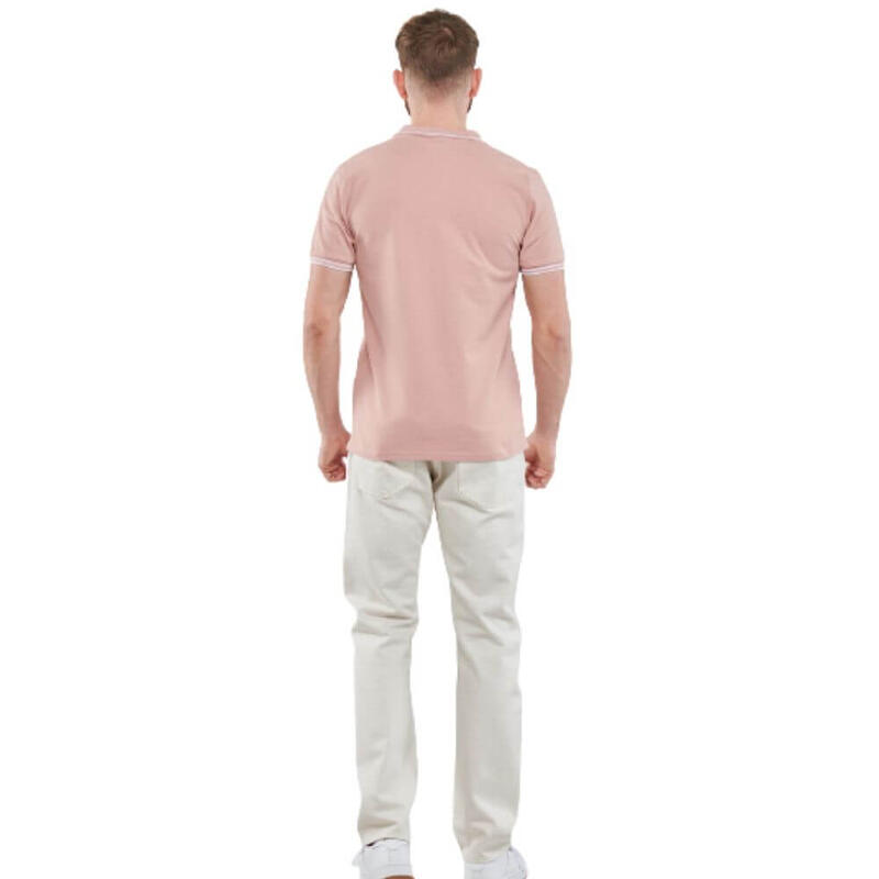 Polo de manga corta Kappa Logo Ezio Slim para hombre. Rosa-blanco