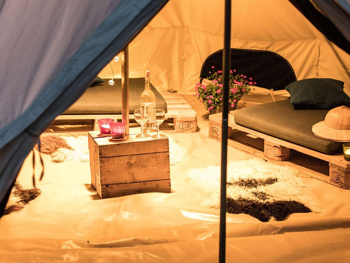 Baumwoll-Tipi Freya für 12 Personen - eingenähter Zeltboden mit Reißverschluss 4/8