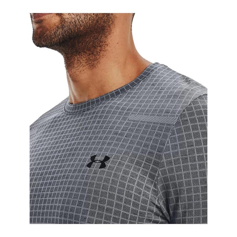 Ua Seamless Grid Ss férfi rövid ujjú sport póló - szürke