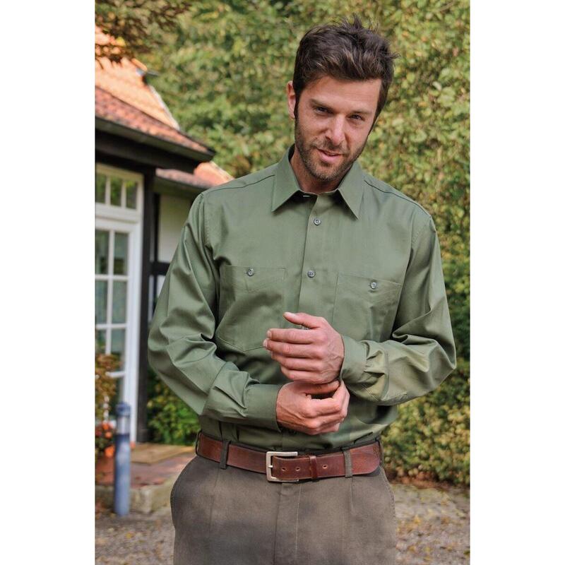 La Chasse® Jagdhemd mit 2 geknöpften Brusttaschen olivgrün langarm Jägerhemd NEU