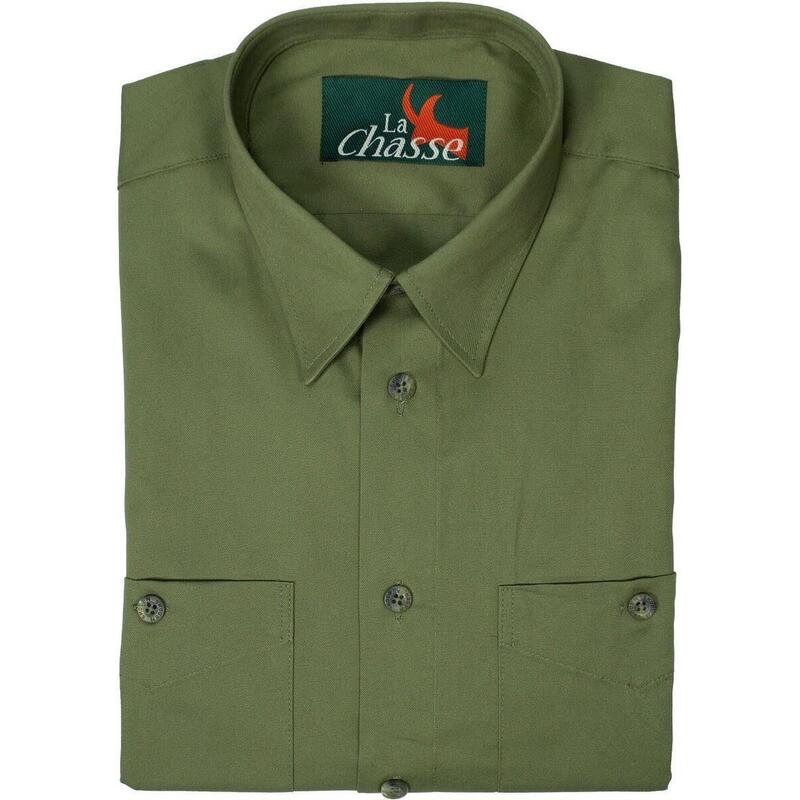 La Chasse® Jagdhemd mit 2 geknöpften Brusttaschen olivgrün langarm Jägerhemd NEU