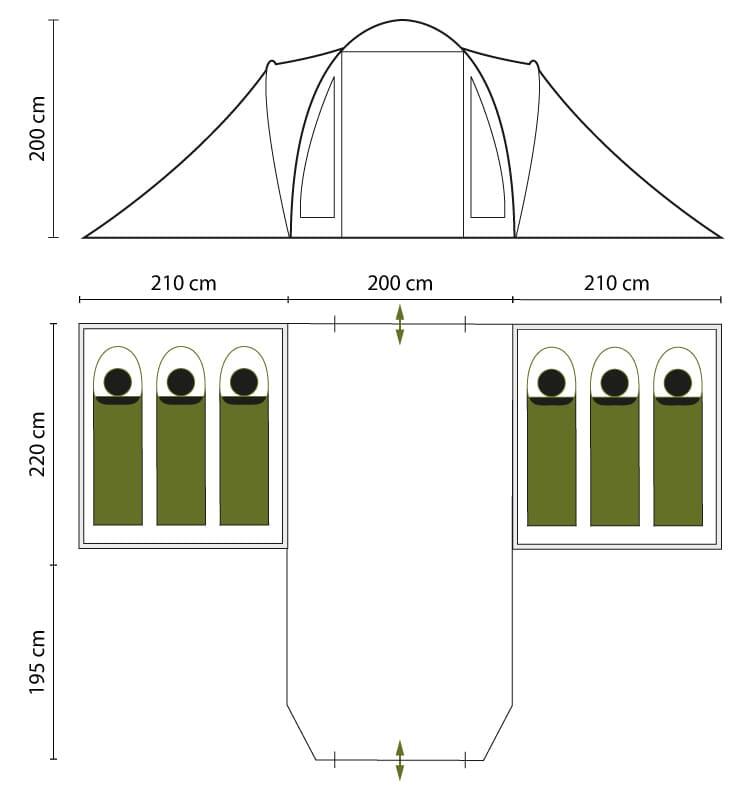 Skandika Falkenberg Tenda Da Campeggio Per 6 Persone | Tunnel Family Con Zanzariere | Impermeabile 4000 Mm