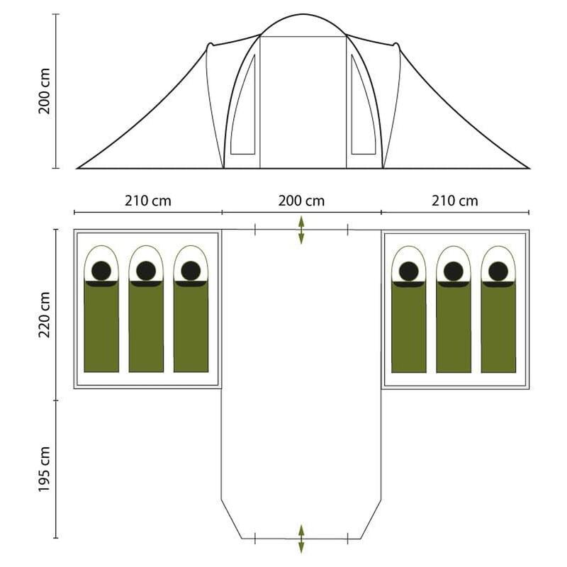 Tente dôme camping Skandika Hammerfest 6 Plus - 6 personnes - Cabines sombres