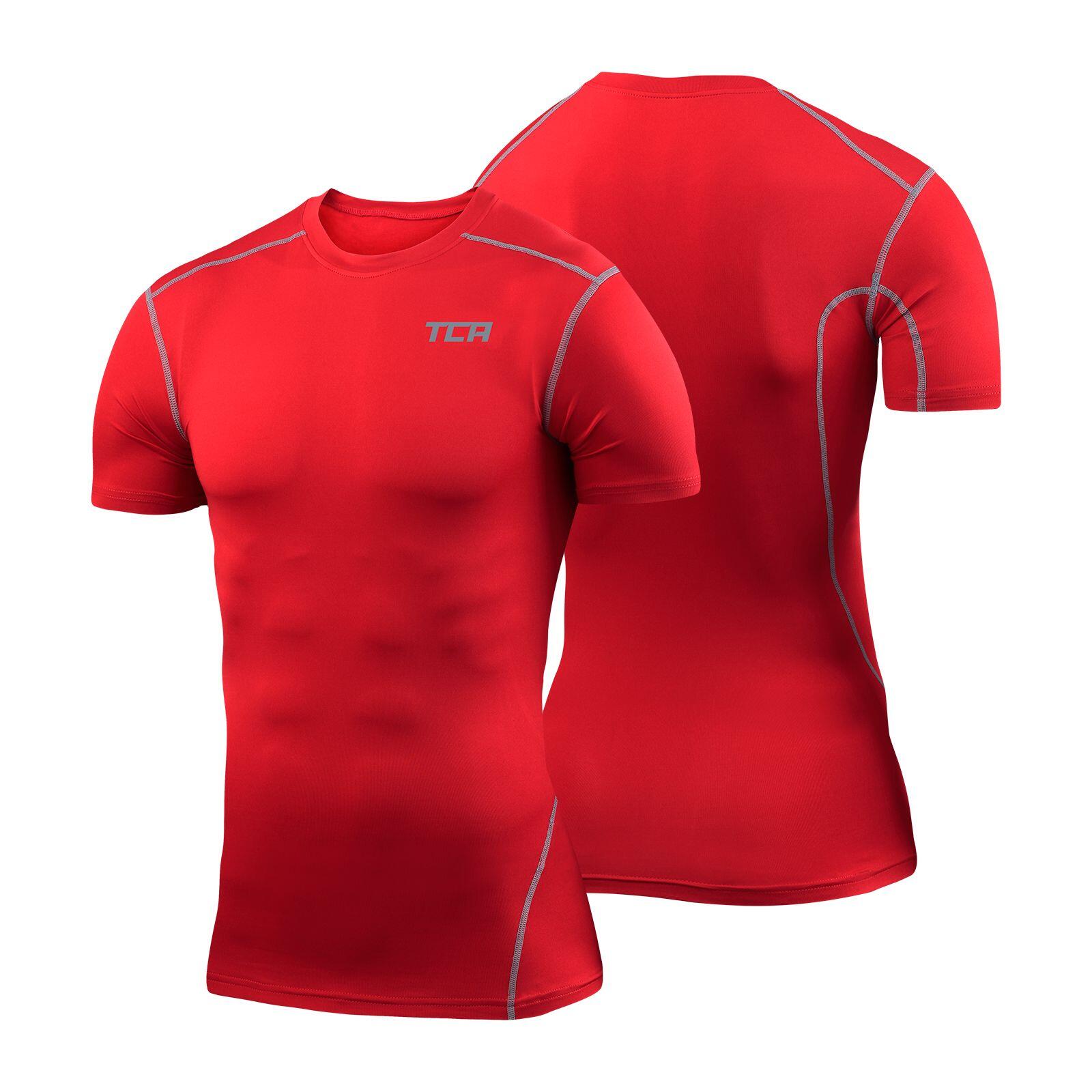Men's Performance Base Layer Compression T-shirt - Team Red 3/3