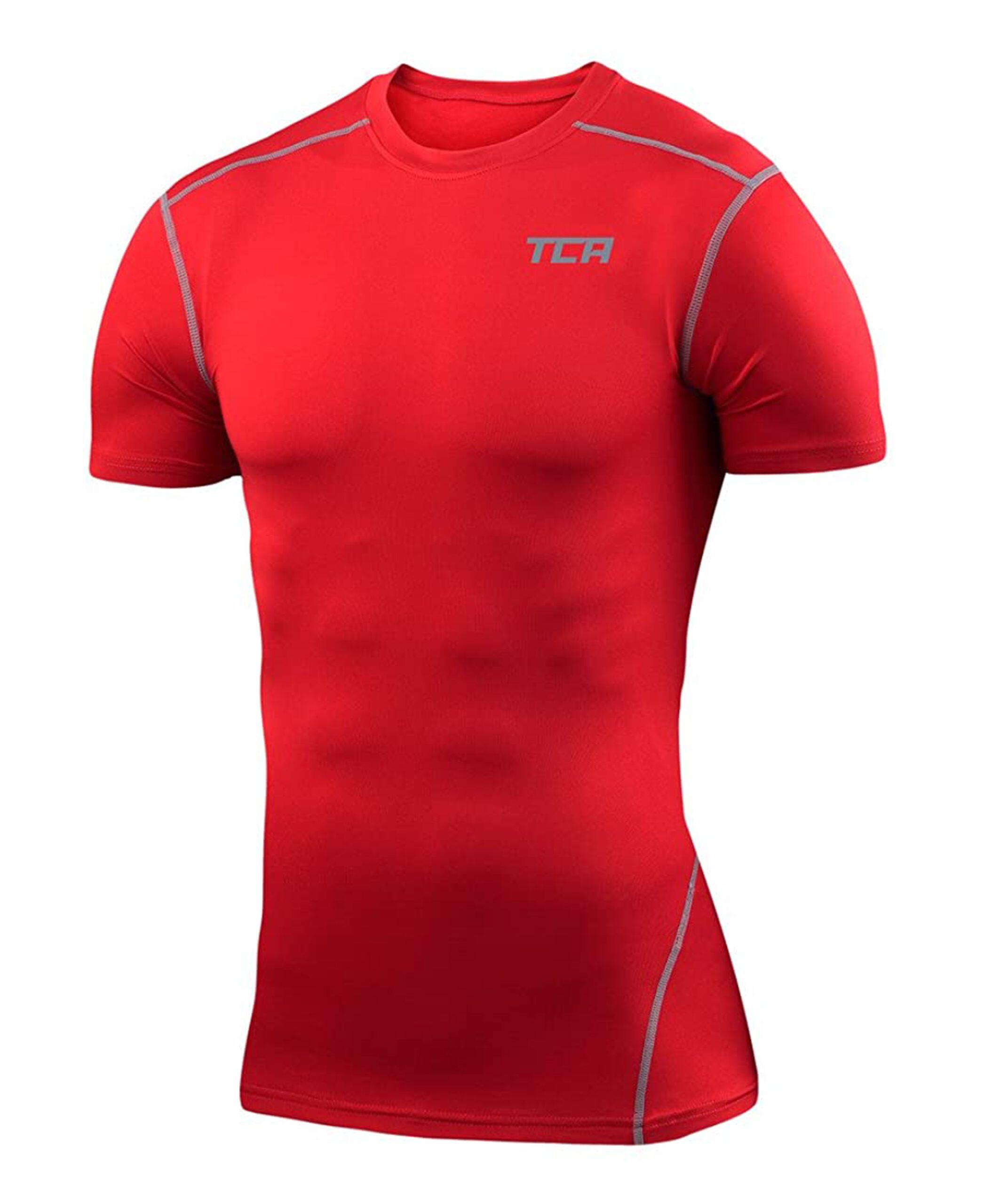 Men's Performance Base Layer Compression T-shirt - Team Red 1/3