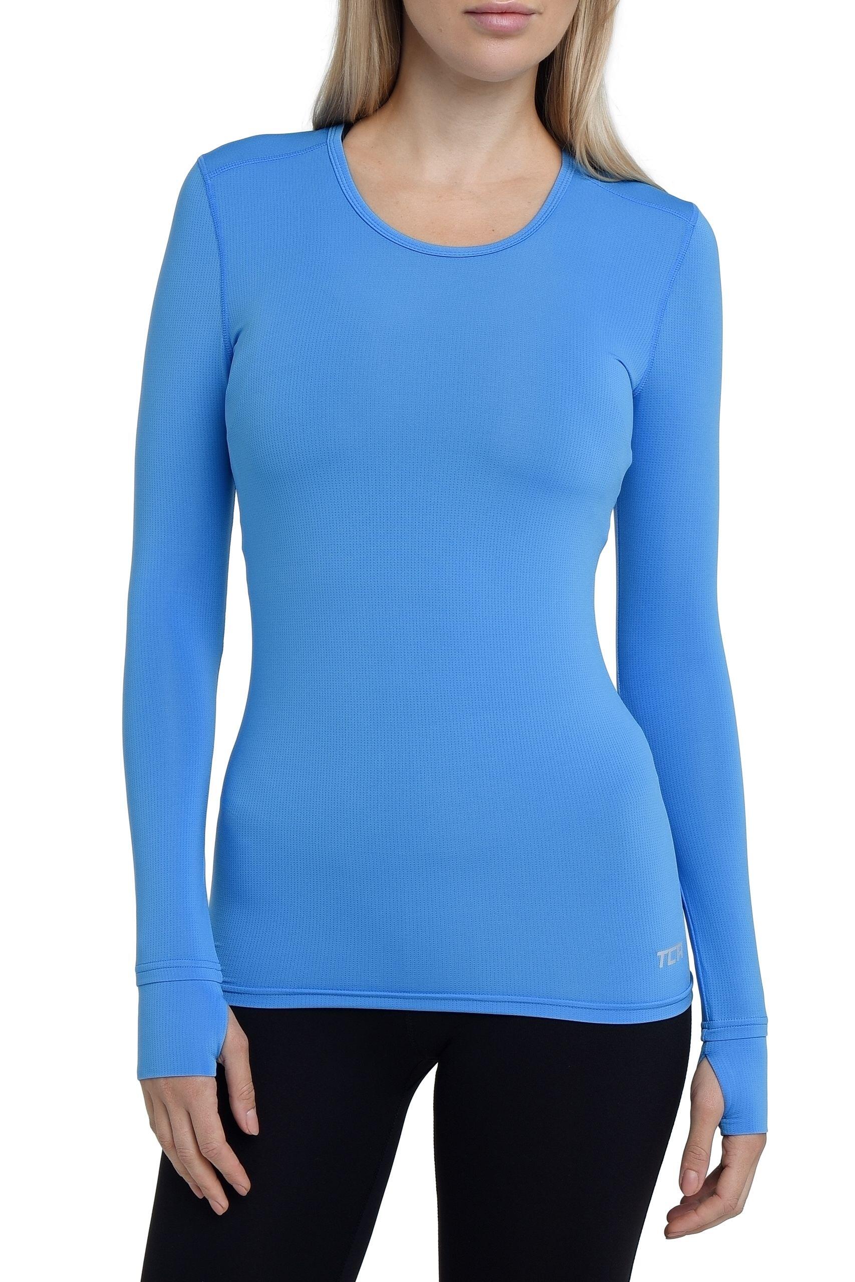 TCA Women's Stamina Running Top with Zip Pocket - Azure Blue