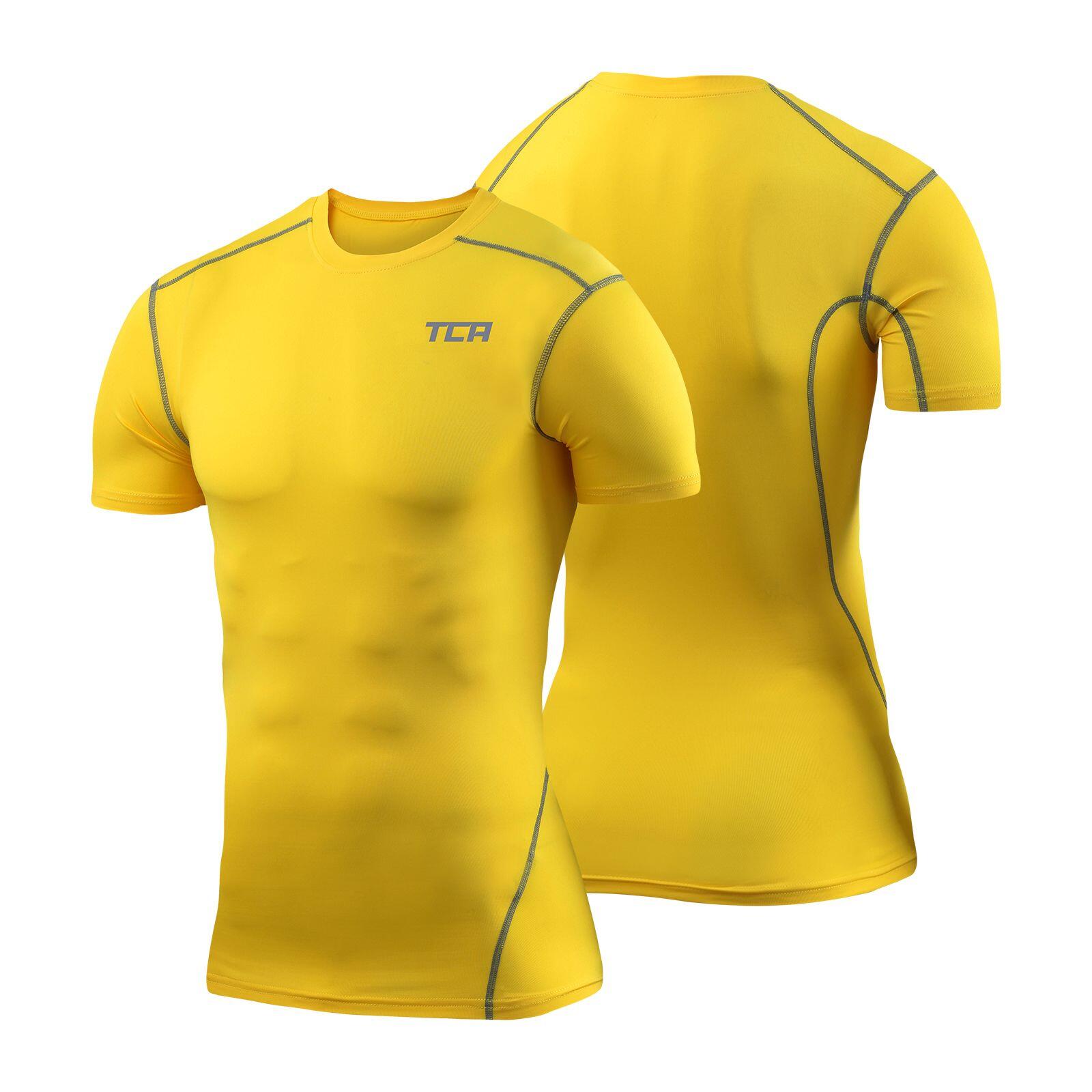 Men's Performance Base Layer Compression T-shirt - Sonic Yellow 3/5