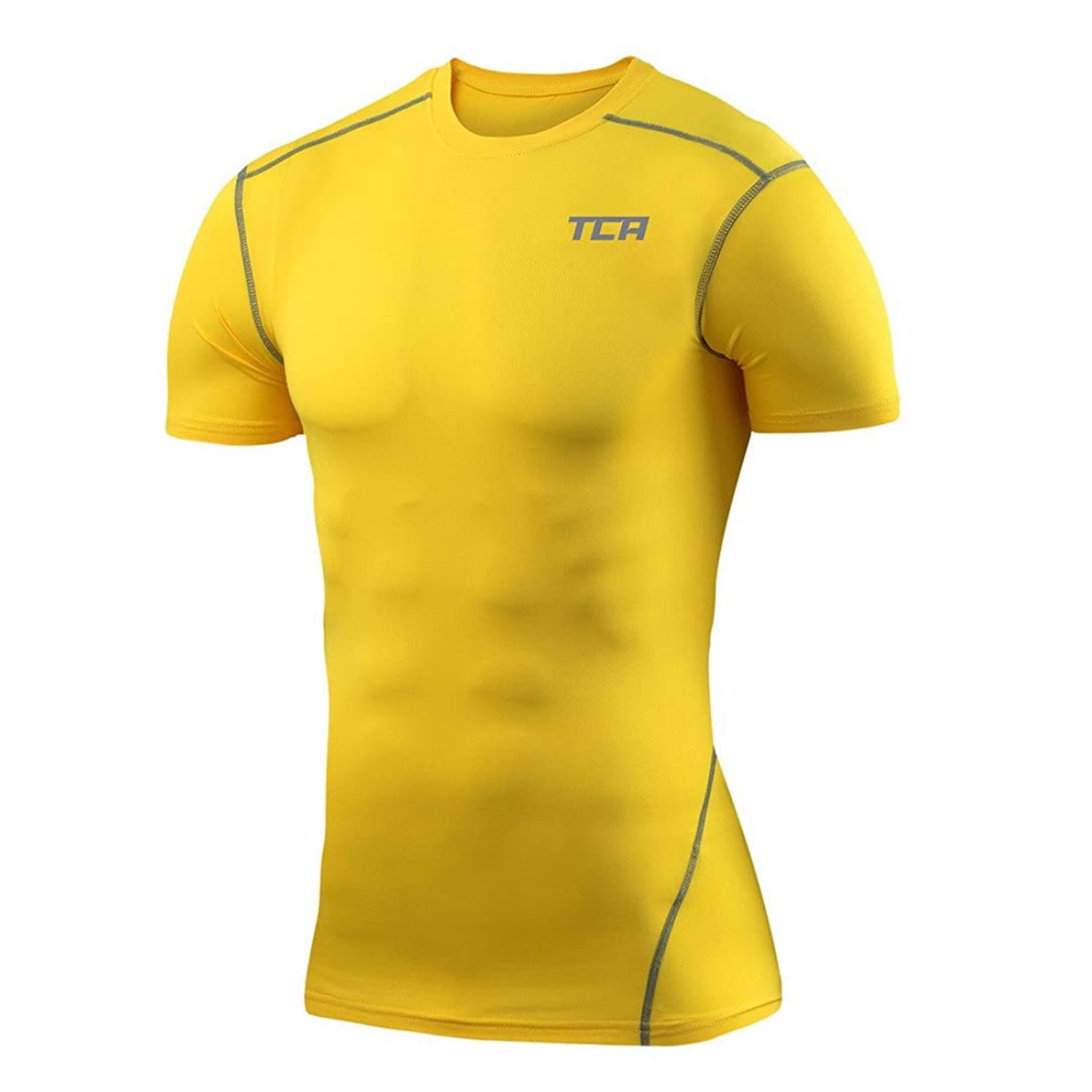 TCA Men's Performance Base Layer Compression T-shirt - Sonic Yellow