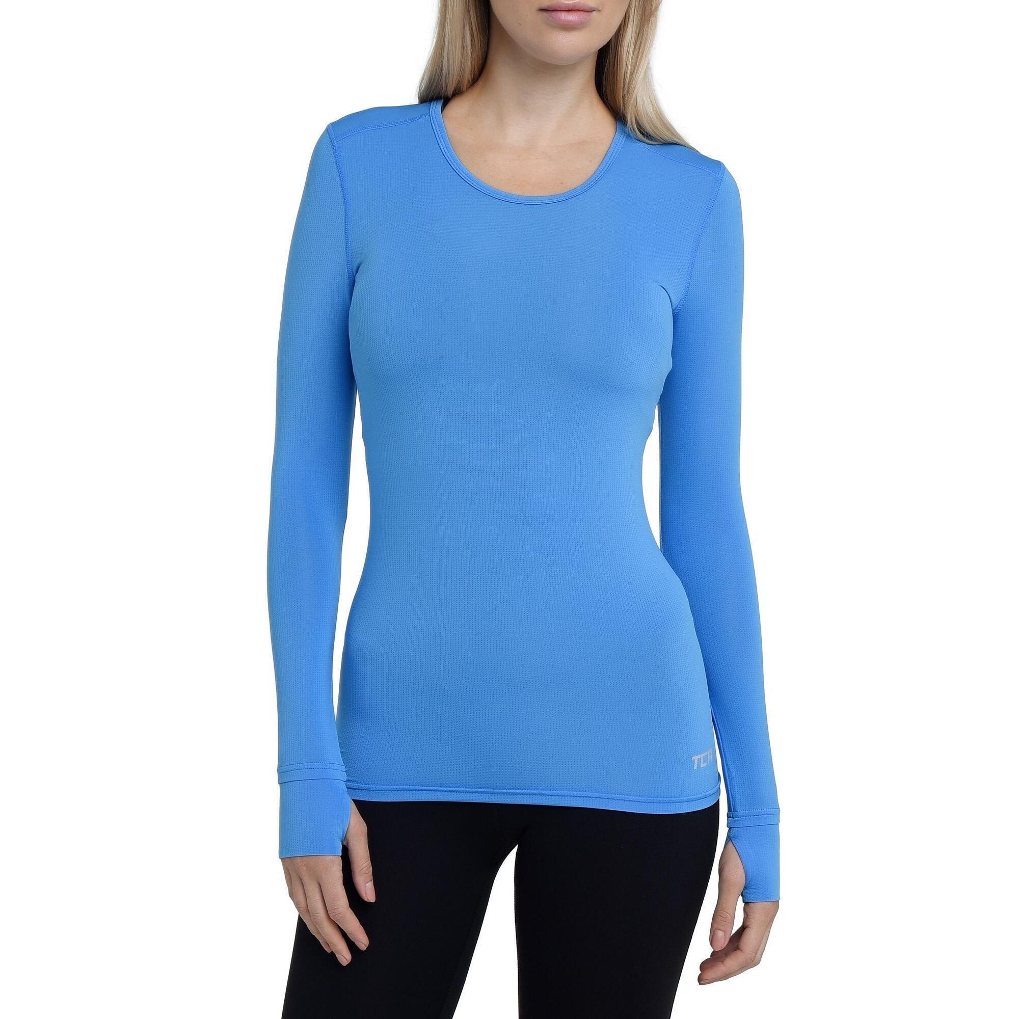 TCA Women's Stamina Running Top with Zip Pocket - Azure Blue