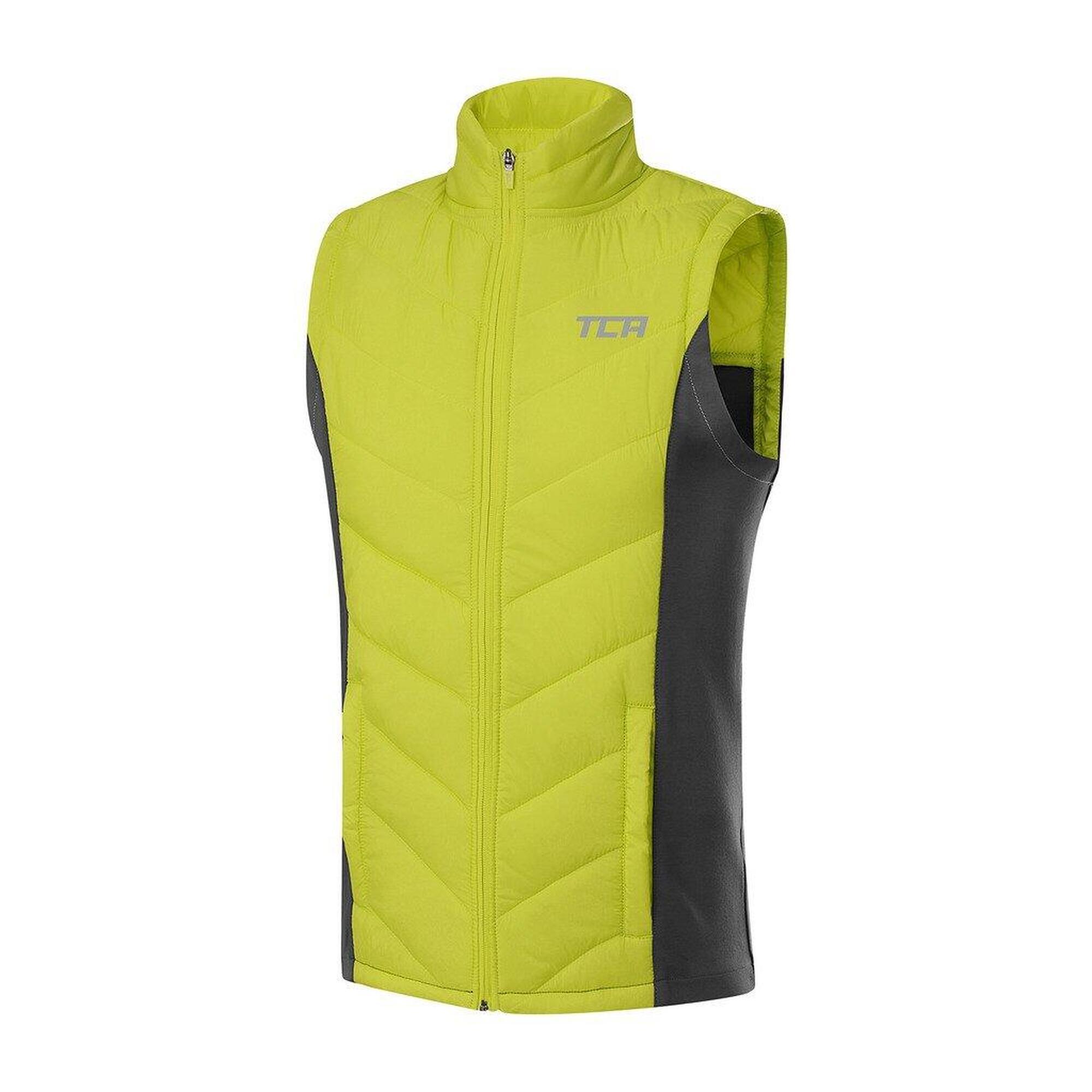 TCA Men's Excel Winter Gilet with Zip Pockets - Lime Punch