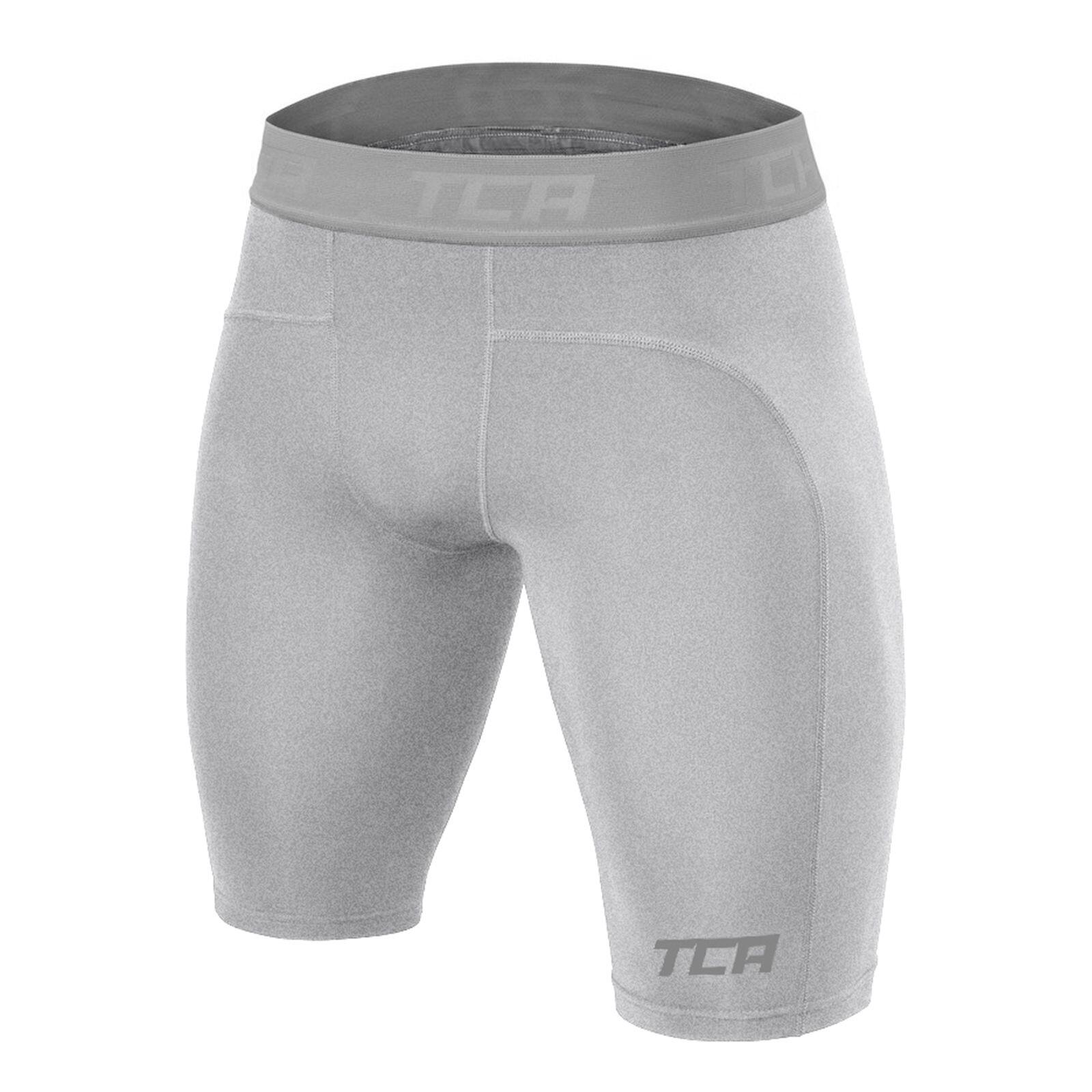 Boys' Performance Base Layer Compression Shorts - Grey Marl 1/4