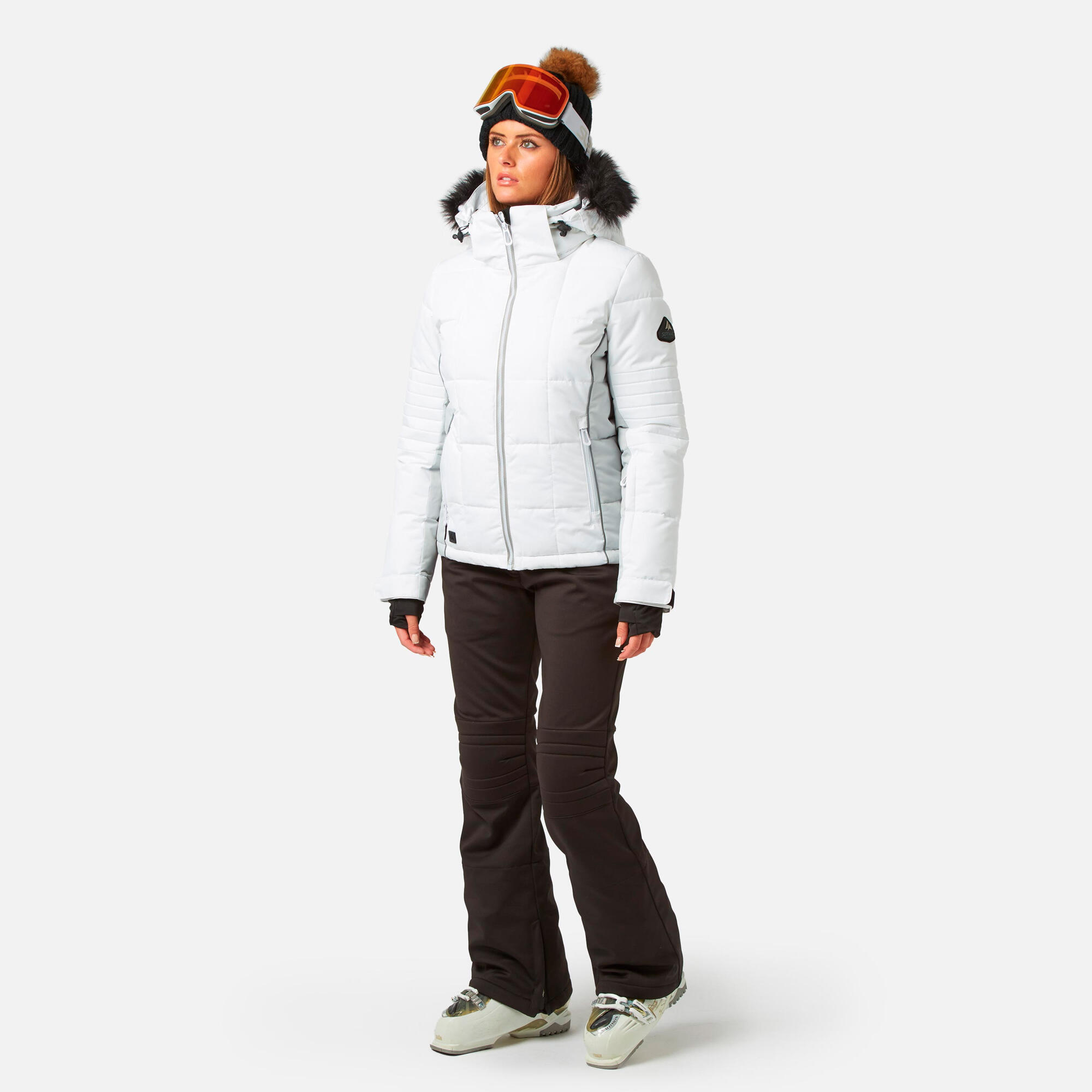 Kurtka Narciarska Damska SURFANIC Luna – Biała – Snowboardowa STX 10.000 2/7