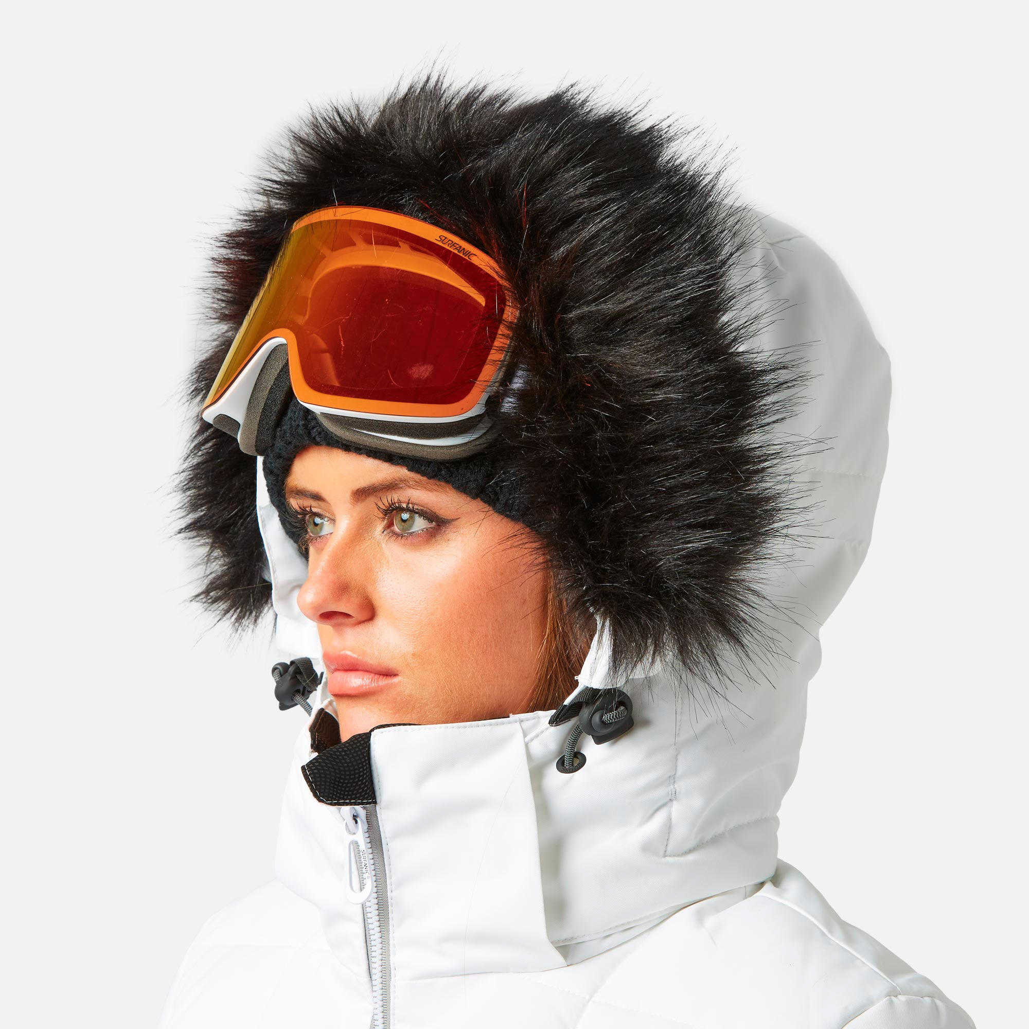 Kurtka Narciarska Damska SURFANIC Luna – Biała – Snowboardowa STX 10.000 6/7