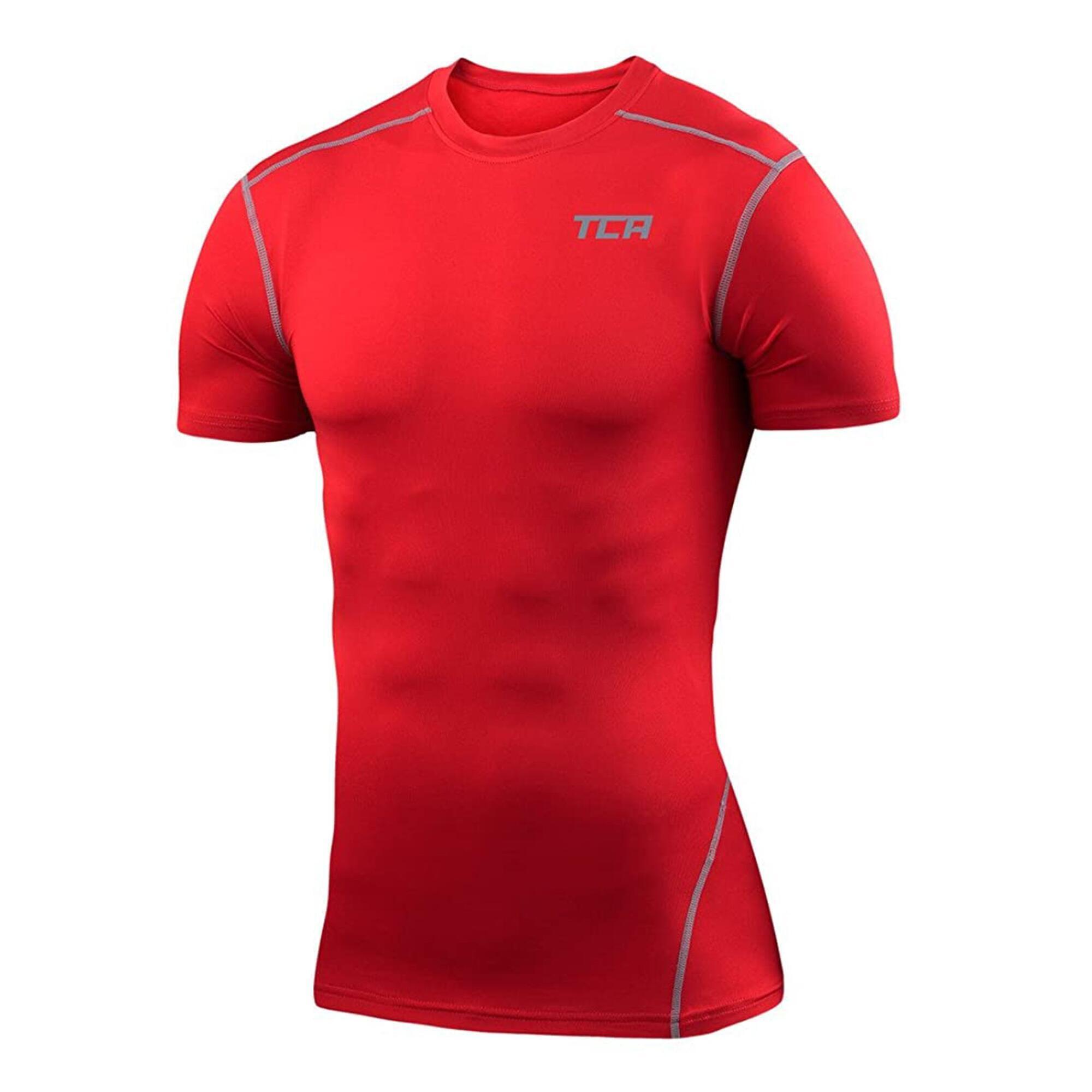 TCA Men's Performance Base Layer Compression T-shirt - Team Red