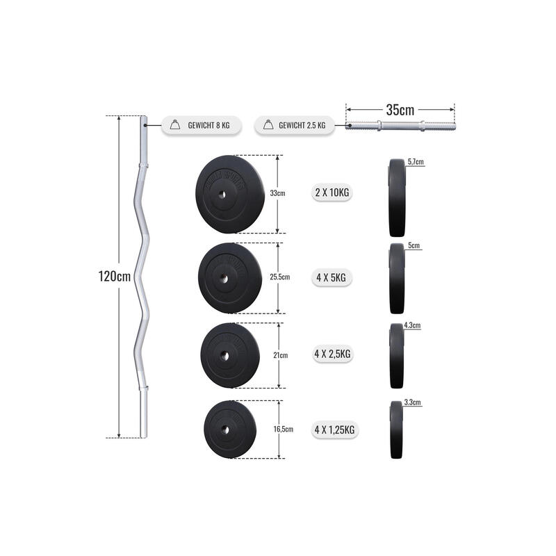 SZ-Curlset Kunststoff 70kg Federverschluss