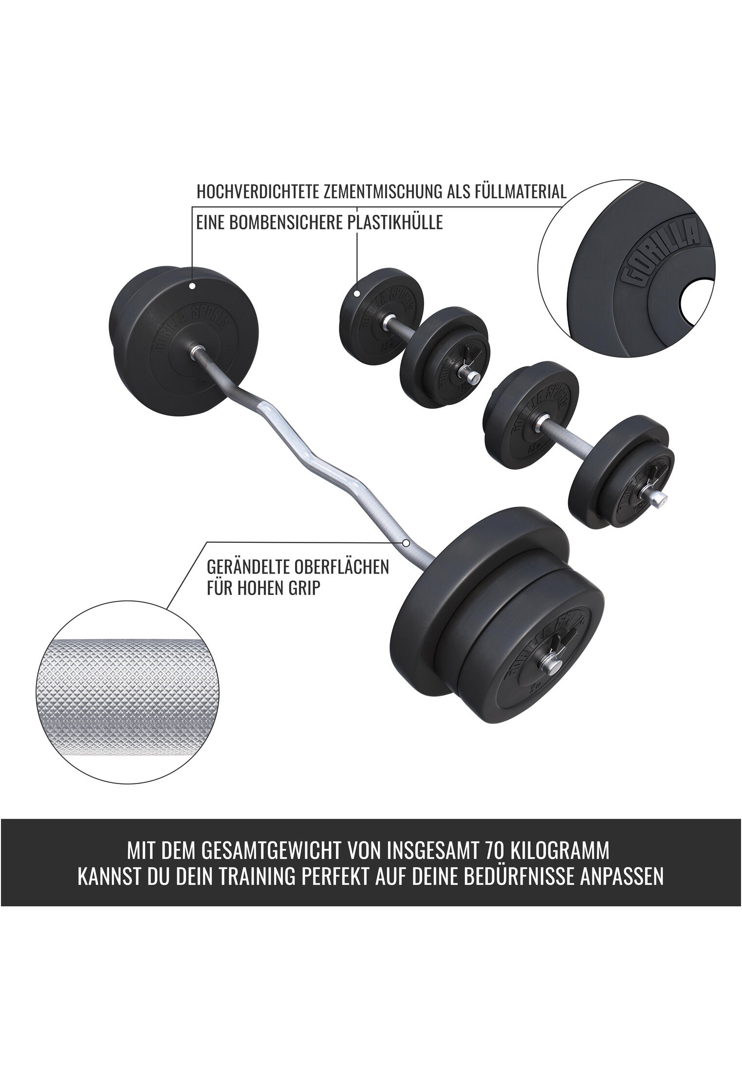 SZ-Curlset Kunststoff 70kg Federverschluss 6/7