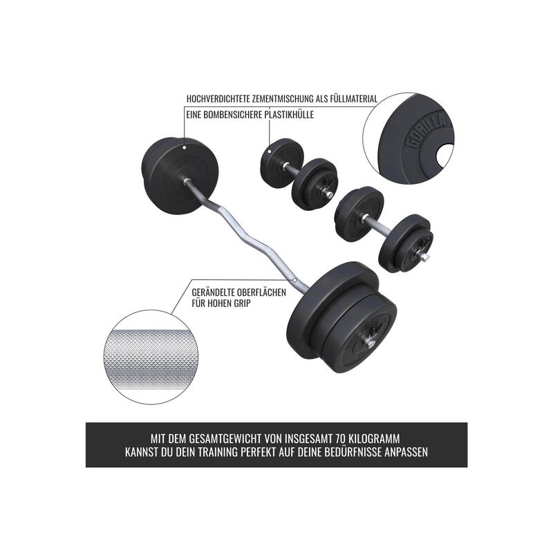 SZ-Curlset din plastic 70kg blocare cu arc