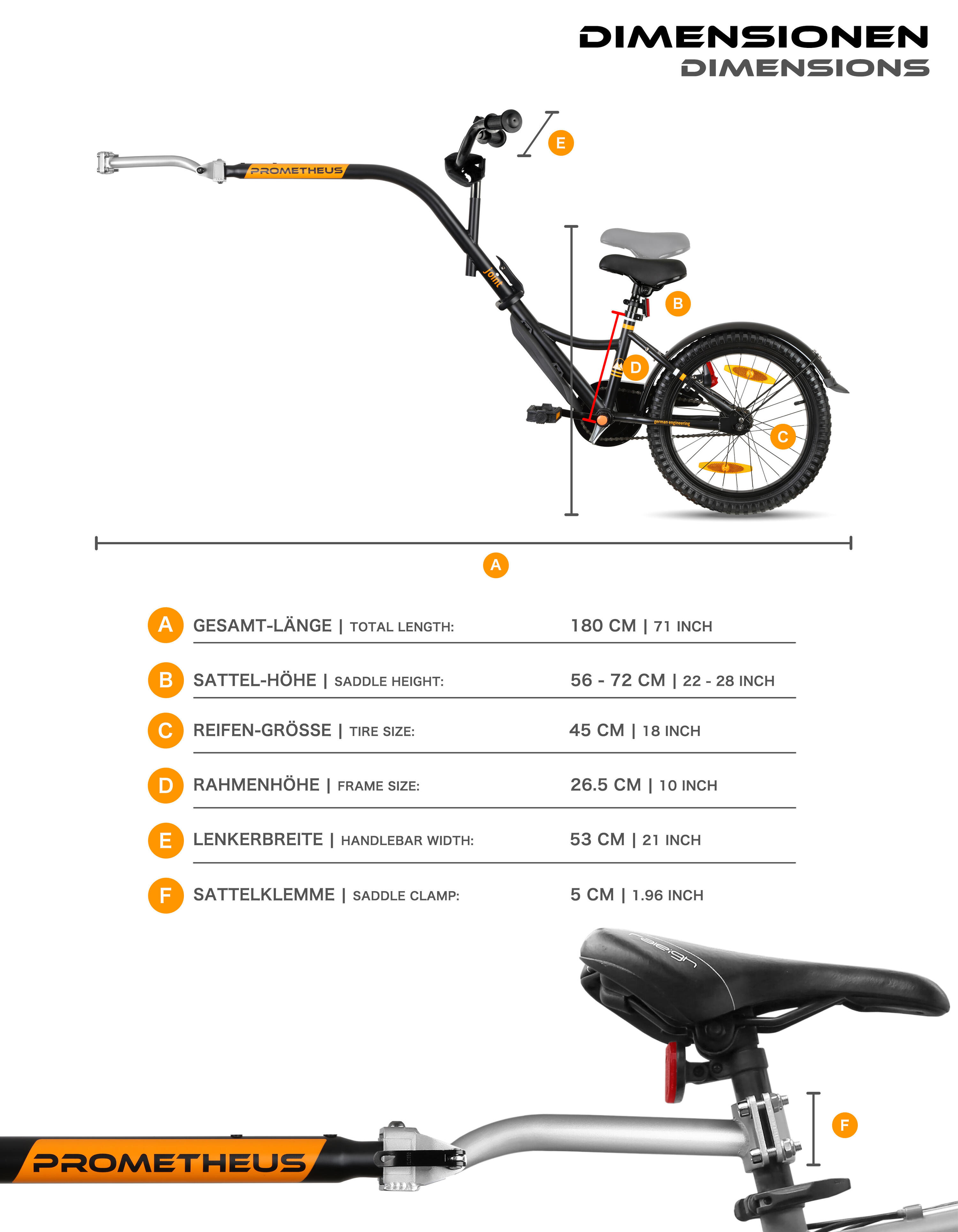 Fietskar Kinderen Aanhangfiets Fiets Tandem Aanhangwagen 18 inch van 5-10 jaar 4/8