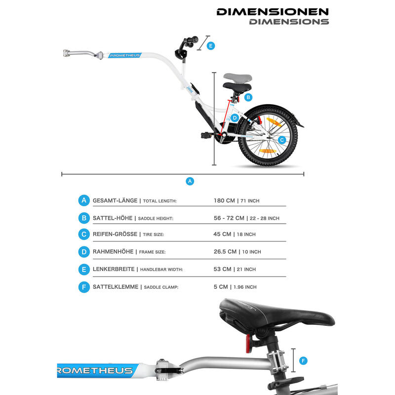 Fahrradanhänger Kinder Tandemanhänger Nachläufer Trailerbike 18 Zoll 5-10 Jahre