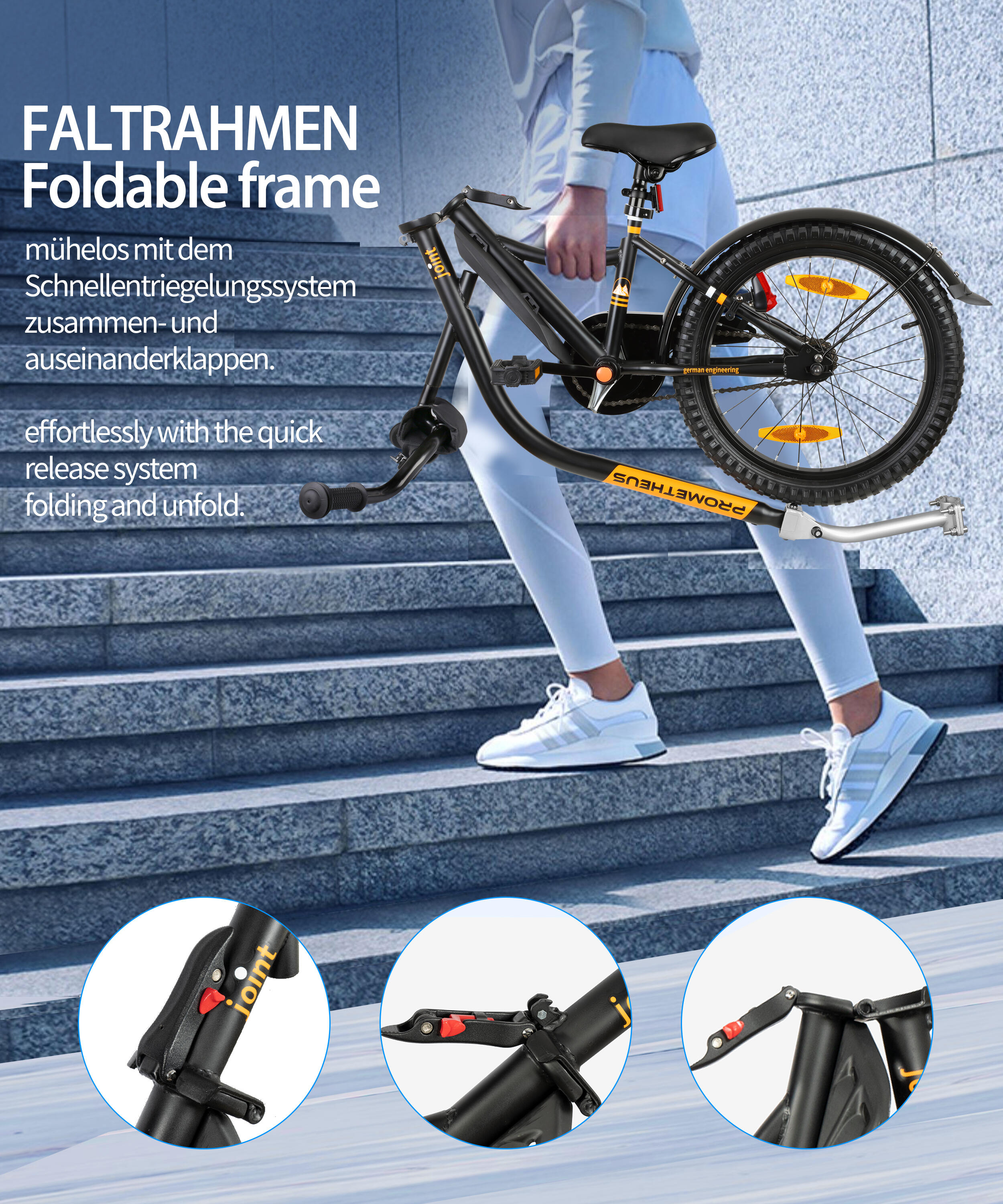 Fietskar Kinderen Aanhangfiets Fiets Tandem Aanhangwagen 18 inch van 5-10 jaar 6/8