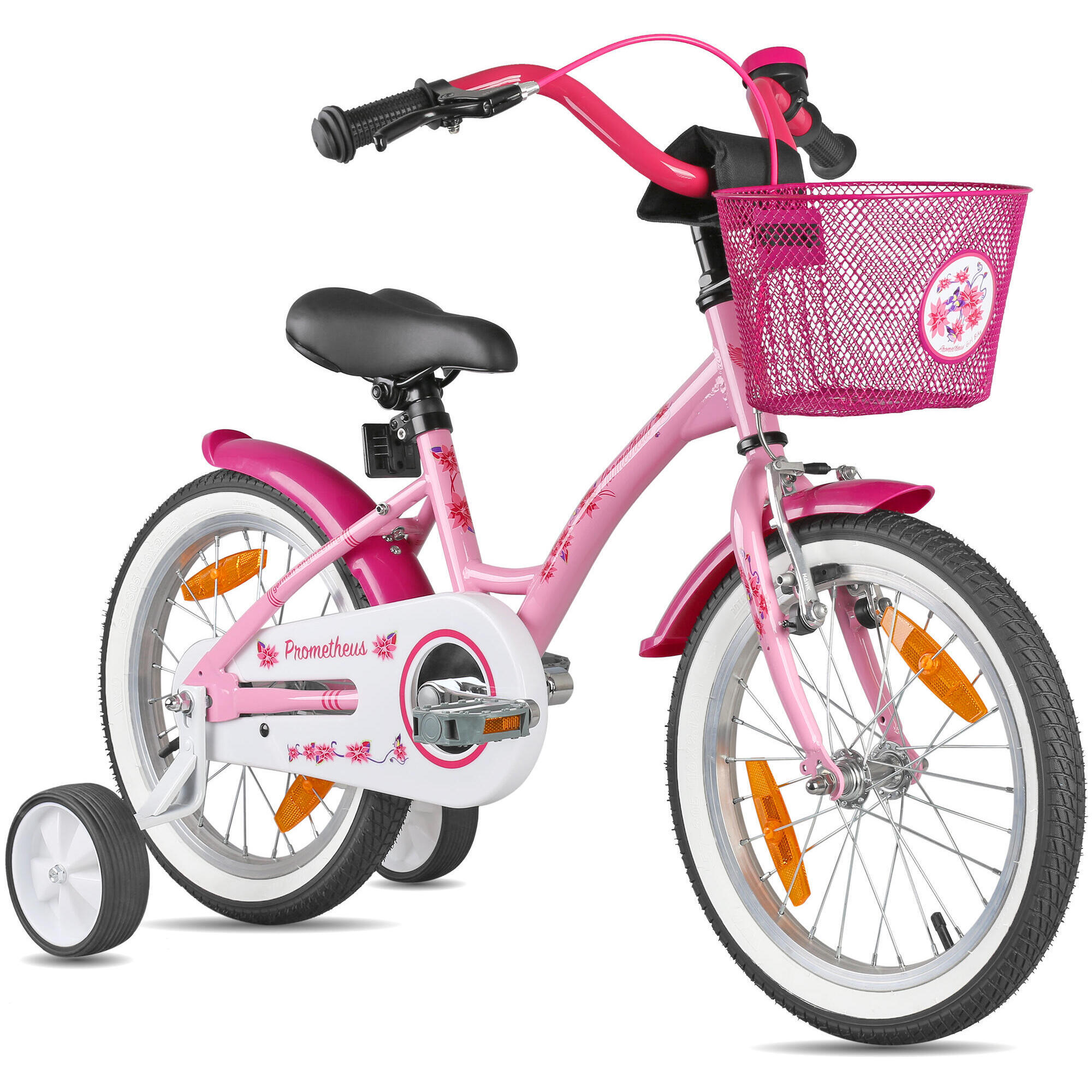Prometheus Bicycles - Vélo 16 Pouces Enfant 4-6 Ans Avec Roues Stabilisateurs Et Rétropédalage - Vélo Enfant - Blanc|rose - 16" - Decathlon