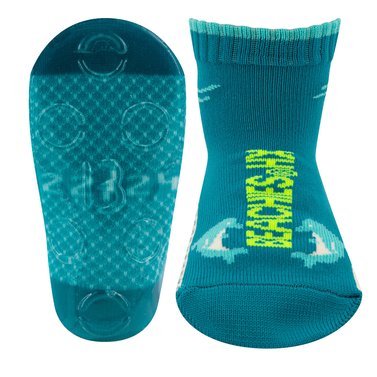 Beachies - Chaussettes D'Eau/chaussettes De Plage - Dauphin Turquoise - Enfants - Chaussettes Piscine - Bleu - 31/33 - Decathlon