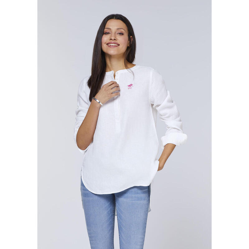 Bluse im Tunika-Stil mit Label-Stickerei