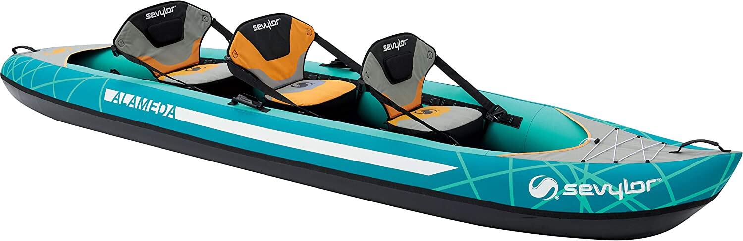 Alameda 3 Person Inflatable kayak kit with Paddles & Pump - Blue 2/7