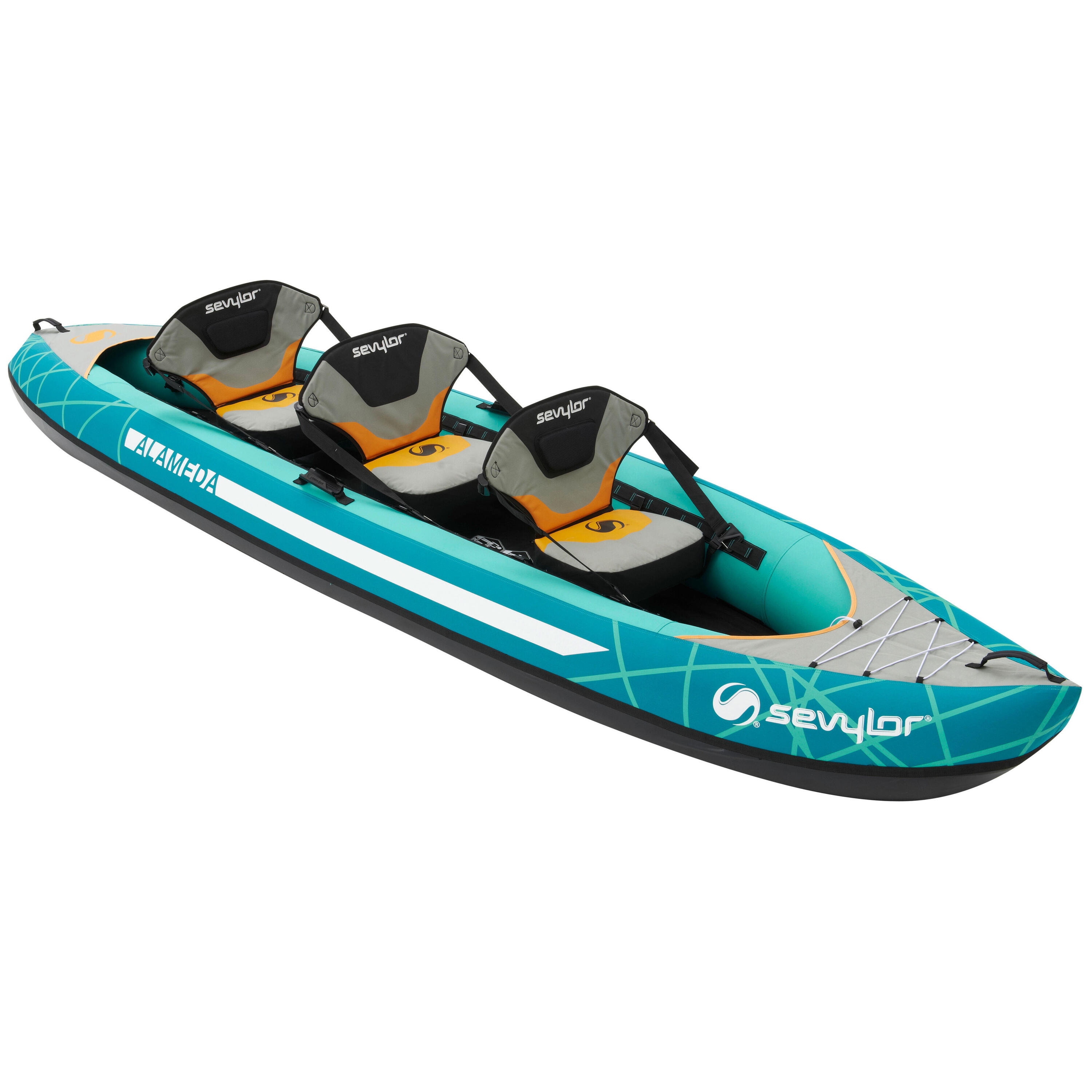 Alameda 3 Person Inflatable kayak kit with Paddles & Pump - Blue 6/7