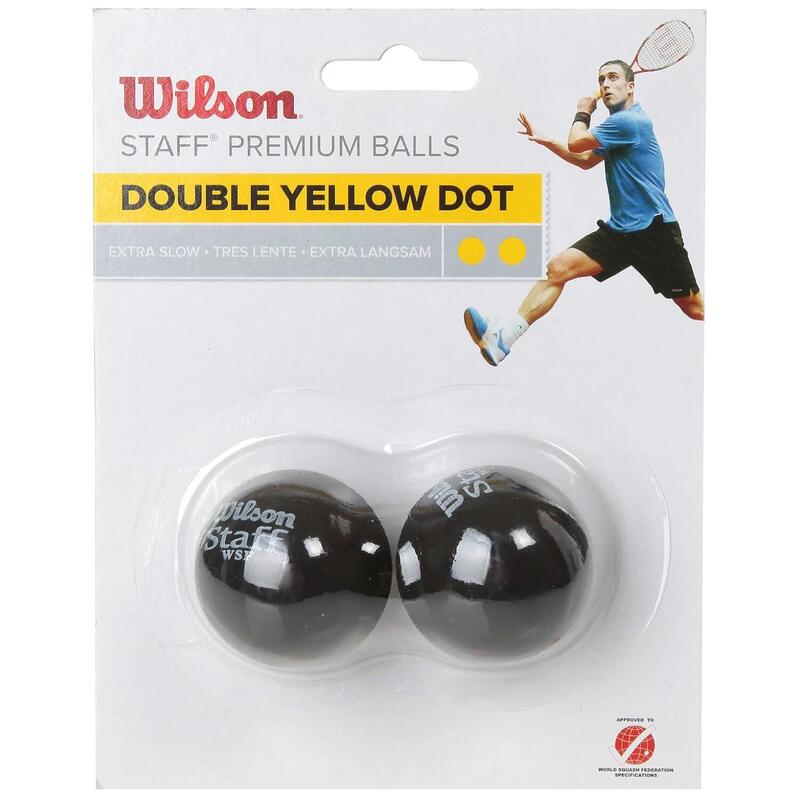 Squash labdák Wilson Staff Squash Double Yellow Dot 2 Pack Ball, one size méret