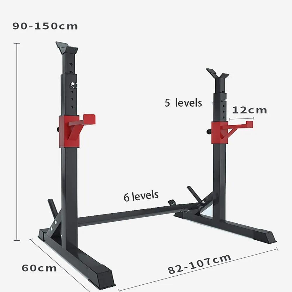 Soporte Rack Pesas Ajustable Negro Profesional Carga Máxima de 200 kg 4/4