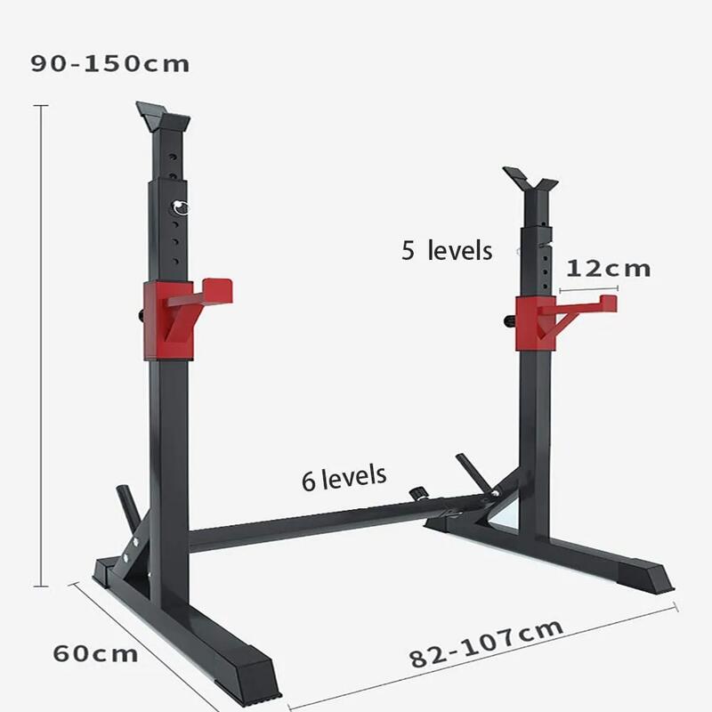 Soporte Rack Pesas Ajustable Negro Profesional Carga Máxima de 200 kg