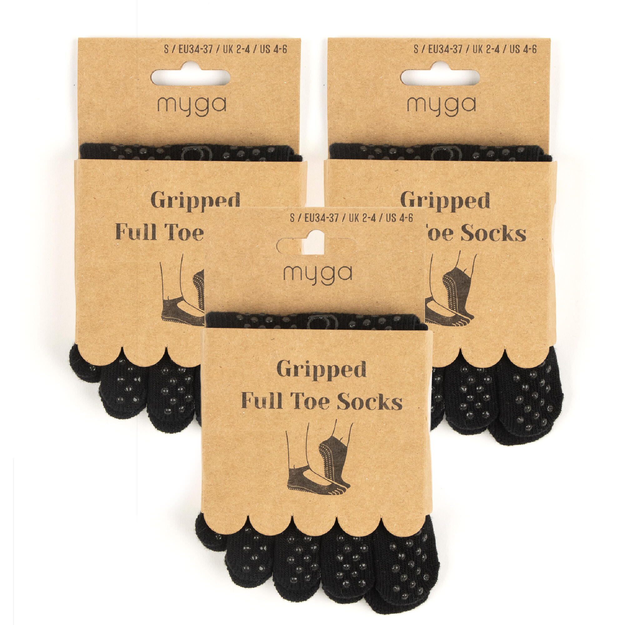 MYGA Yoga Toe Socks - Extra Large - 3 Pack