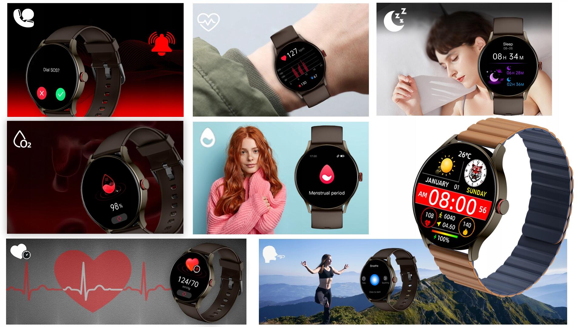 Smartwatch zegarek sportowy z dodatkowym paskiem IMIKI TG1 7/7