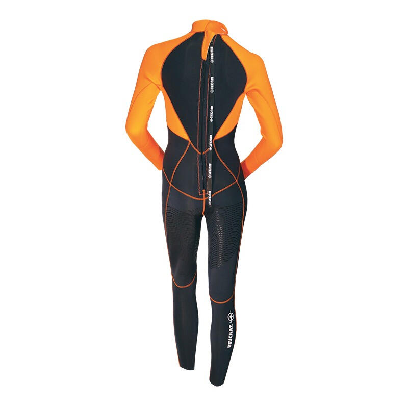 Traje de submarinismo ATOLL 3 mm para mujer, naranja y negro 2/5