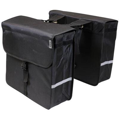Dubbele fietstas luxe shopper 40 liter 38 x 40 x 14cm (2x) - zwart