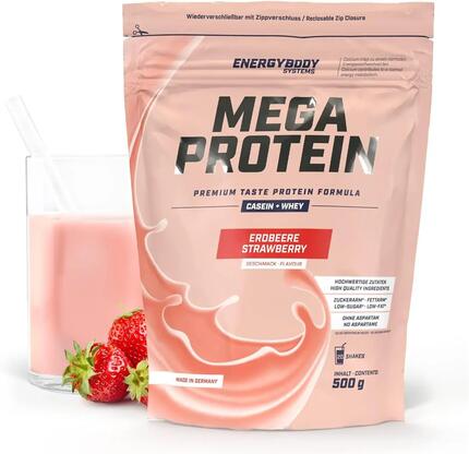 Mega Protein Karamell, Eiweißshake Proteinpulver mit Whey & Casein, 500 g