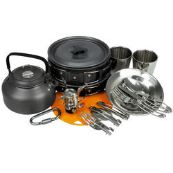 Batterie de cuisine de camping, assiettes, gobelets et couverts | Set vaisselle